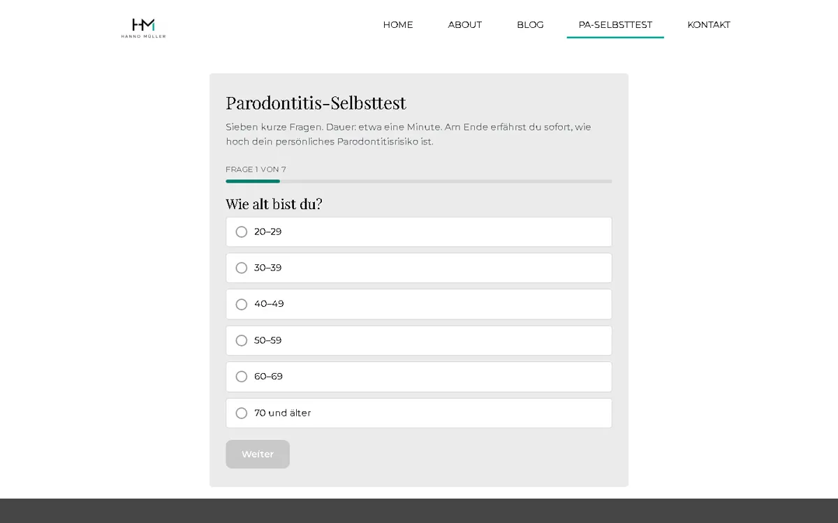 Selbsttest: Erste Frage am Rechner
